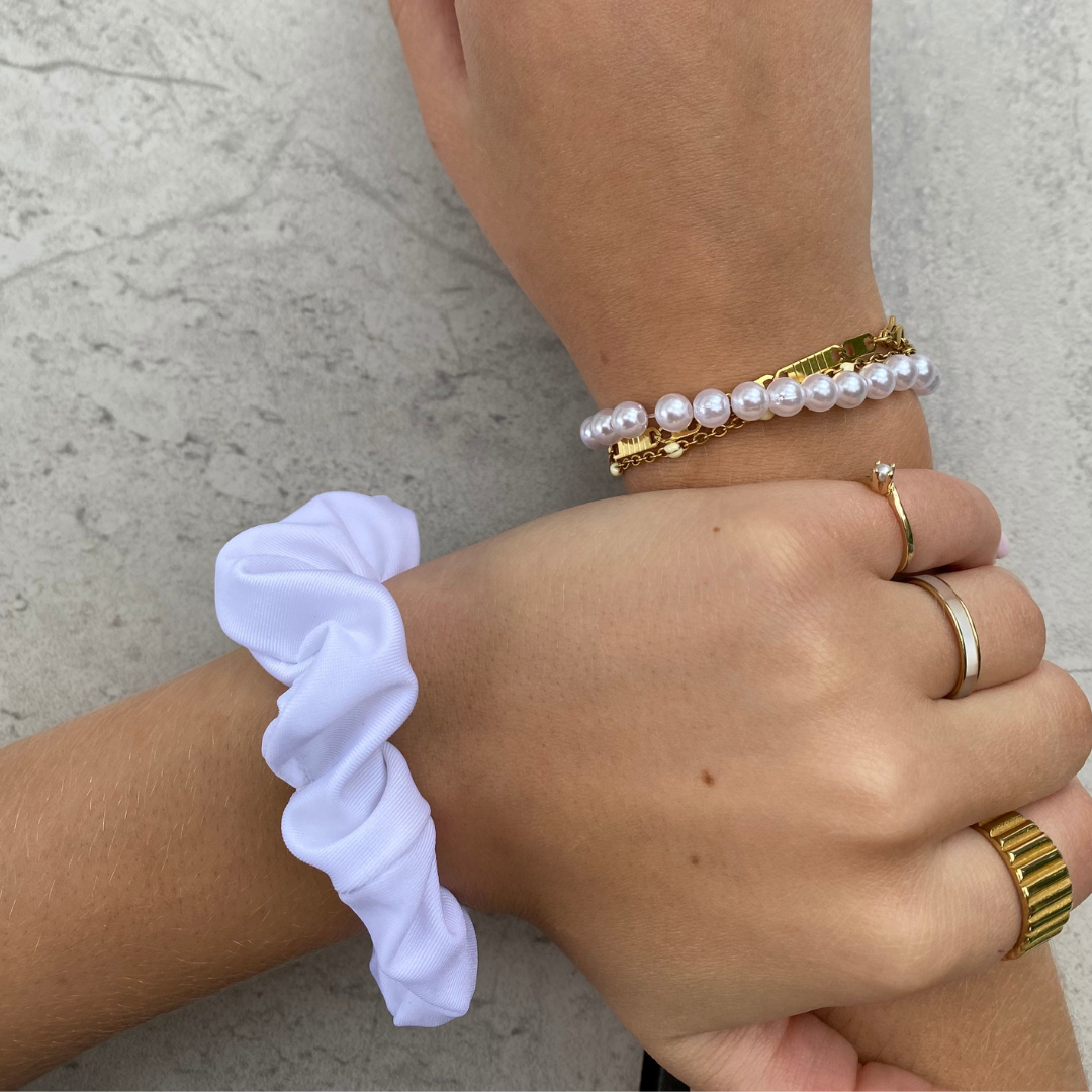 Hair scrunchies made from scraps