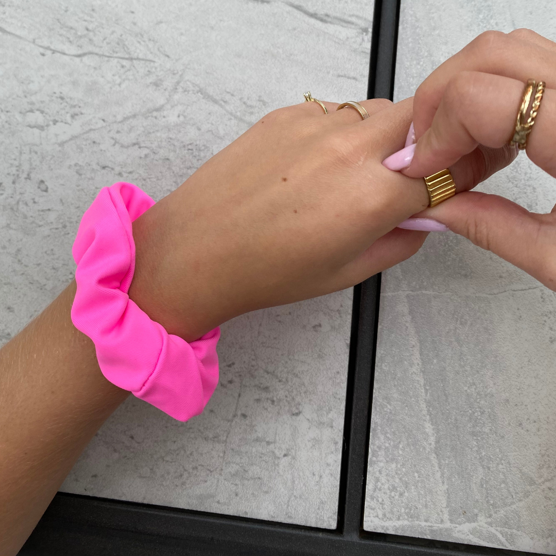 Hair scrunchies made from scraps