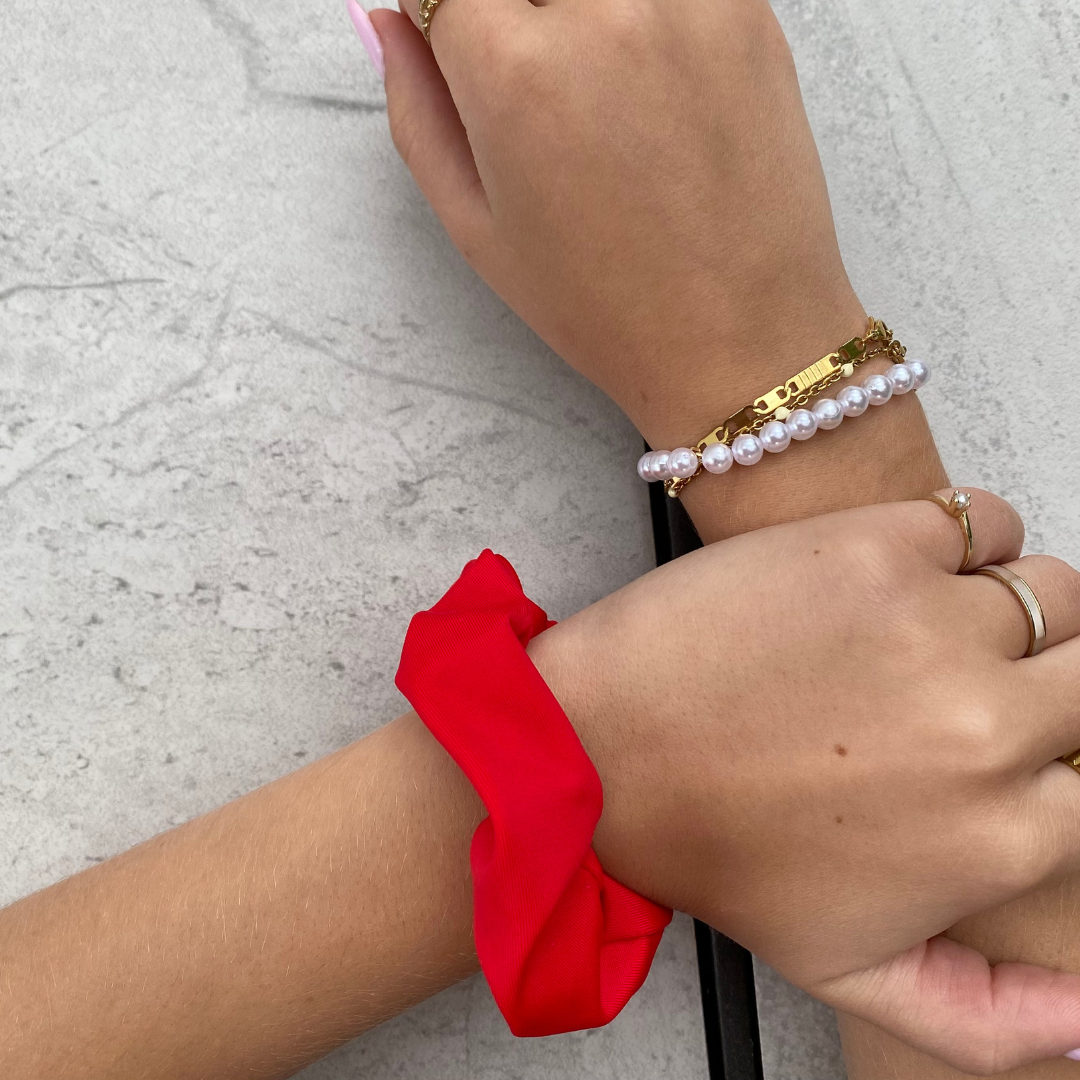 Hair scrunchies made from scraps